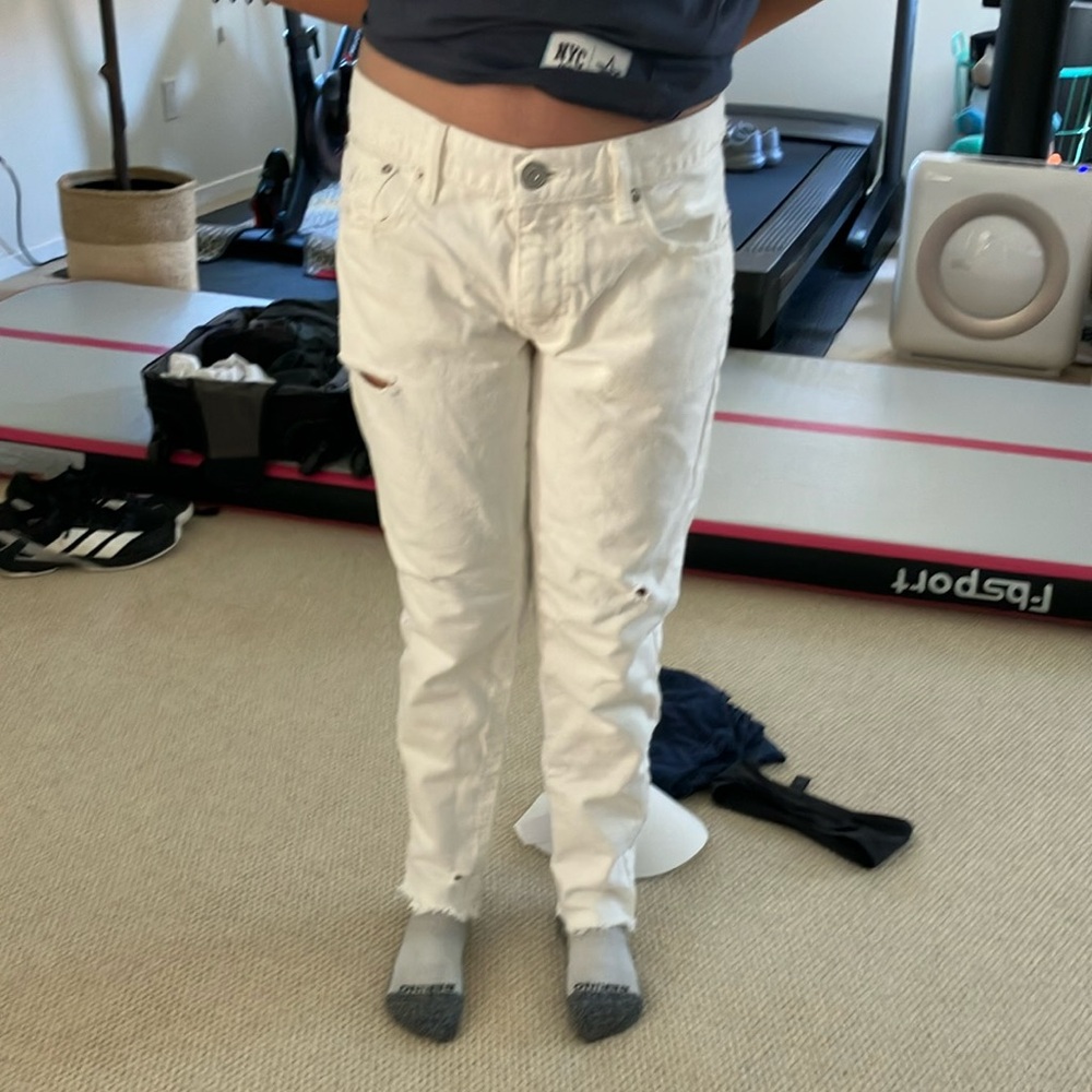 Moussy White Straight Leg Jeans